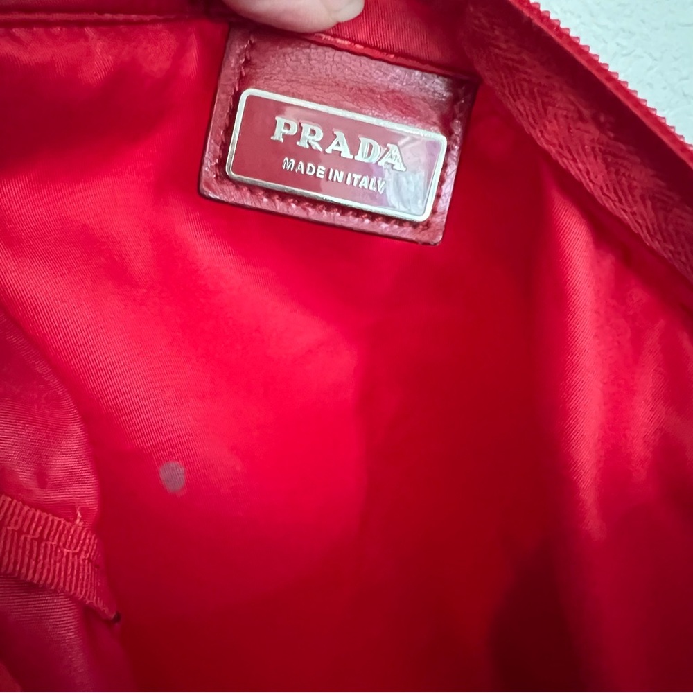 PRADA Tessuto Nylon Shoulder Bag Red Triangle Logo Plate Crossbody - Picture 9 of 16